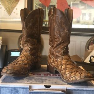 Boulet Tan Pirarucu Boots Size 11 Men